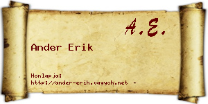 Ander Erik névjegykártya